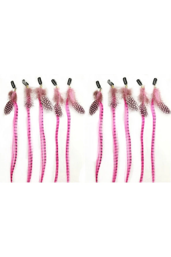 Prodiva Saç Aksesuar Klipsli Sentetik Sülün Tüyü Açık Pembe – 10 Adet/Paket - 3