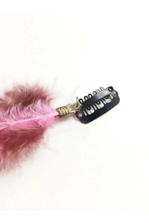 Prodiva Saç Aksesuar Klipsli Sentetik Sülün Tüyü Açık Pembe – 10 Adet/Paket - 6