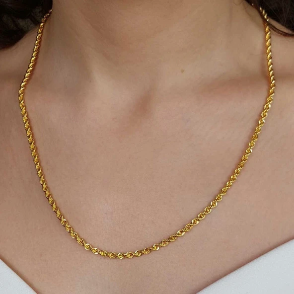 22 Ayar Altın Halat Burgu Zincir Kolye 55 Cm 9.72 Gr. (Kalınlık 3mm) ABY22ZC006