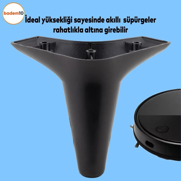 Aspen 6'lı Set Mobilya Tv Ünitesi Çekyat Koltuk Kanepe Baza Destek Ayağı Ayakları 12 Cm Siyah M8 - 6