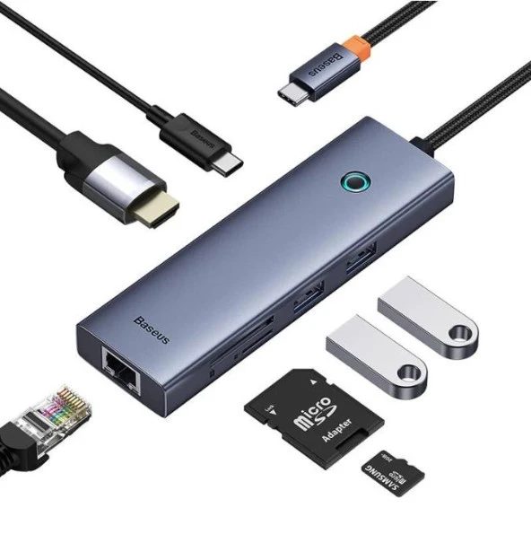 Baseus PD 100W 7in1 Type-C to Dönüştürücü Hub Type-C to HDMI4K@60Hz USB3.0 1000 Mbps RJ45 Ekran Paylaşma