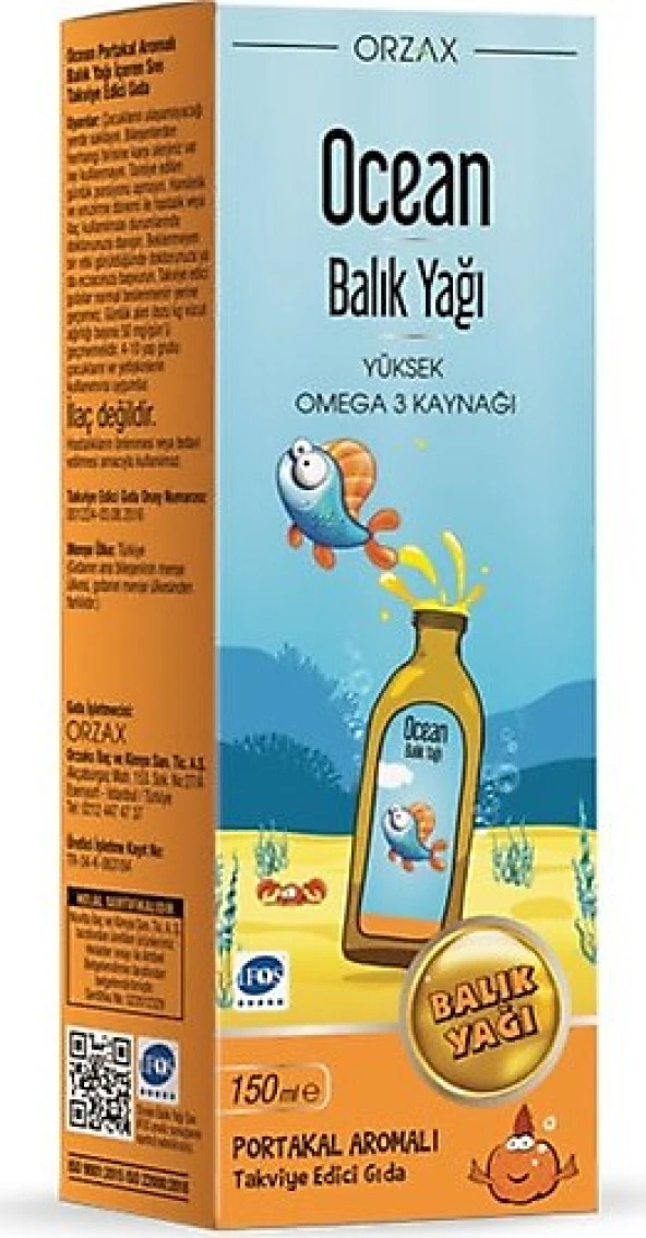 Ocean Omega 3 Portakallı Balık Yağı Şurubu 150 ml ürün görseli 1
