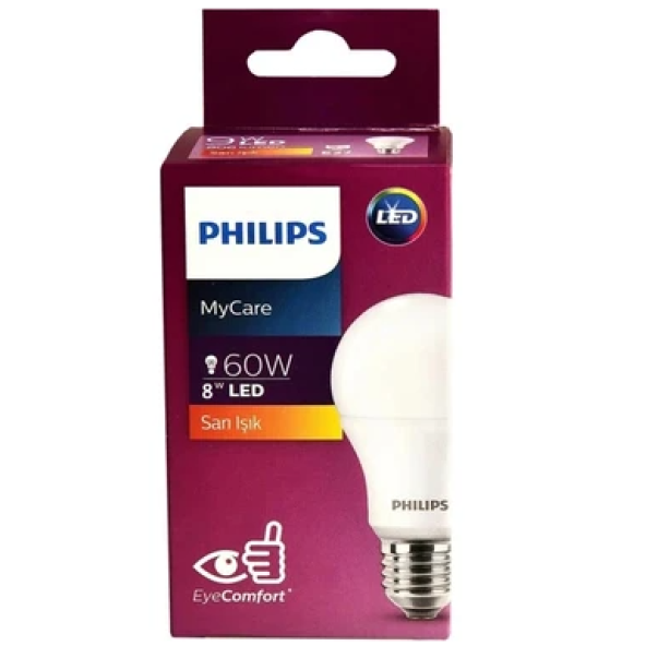 PHILIPS MY CARE 8W  806 LÜMEN BEYAZ IŞIK E27 12'Lİ PAKET - Resim 2