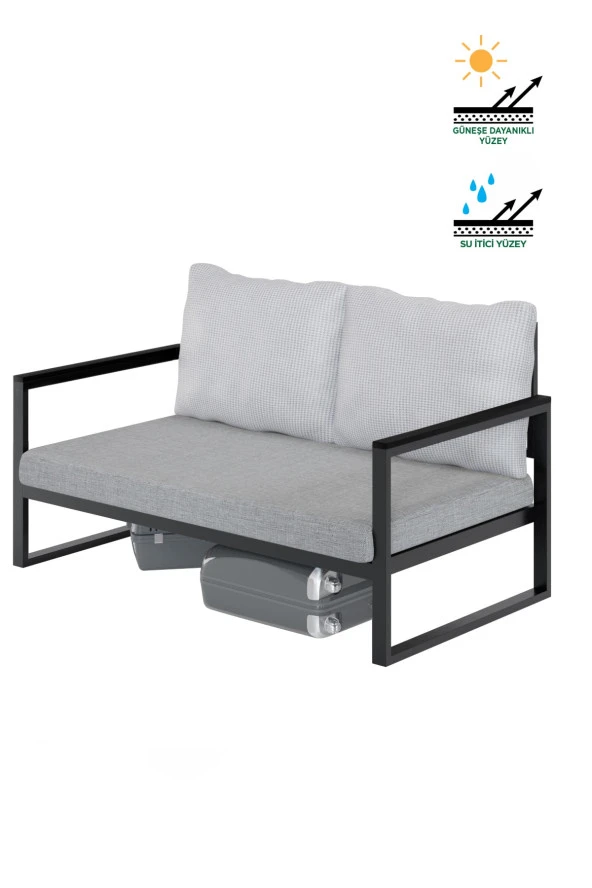 Gaga Mobilya Bahçe,balkon,cafe -metal Koltuk Kanepe ,bahçe Mobilyası (128cm) Bej