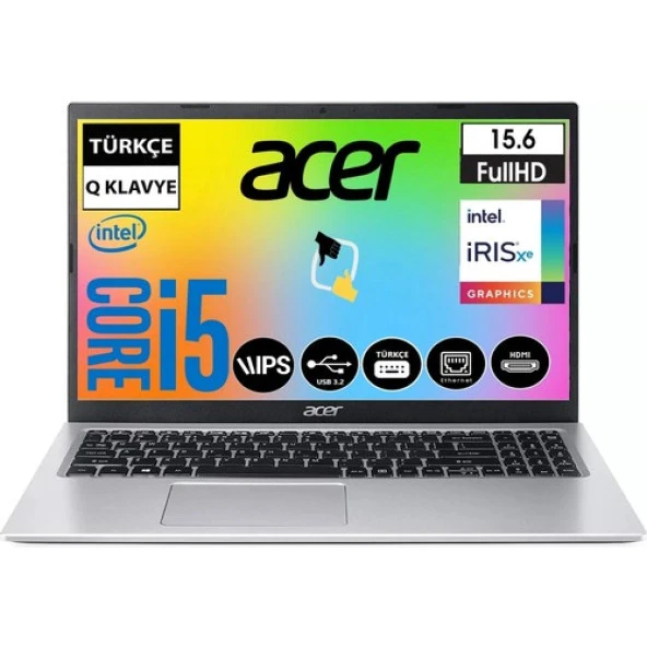 Acer Aspire 3 A315-58 Intel Core I5-1135G7 8gb 512GB SSD W11P 15,6 Intel Iris Xe Graphics IPS Fhd Taşınabilir Bilgisayar+Snertech