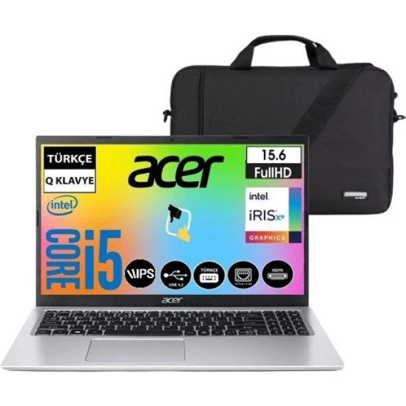 Acer Aspire 3 A315-58 Intel Core I5-1135G7 16GB 512GB SSD W11P 15,6 Intel Iris Xe Graphics IPS Fhd Taşınabilir Bilgisayar+Snertech Çanta