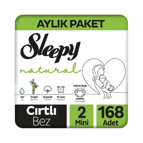 Sleepy Natural 2 Numara Mini 168'li Bebek Bezi ürün görseli