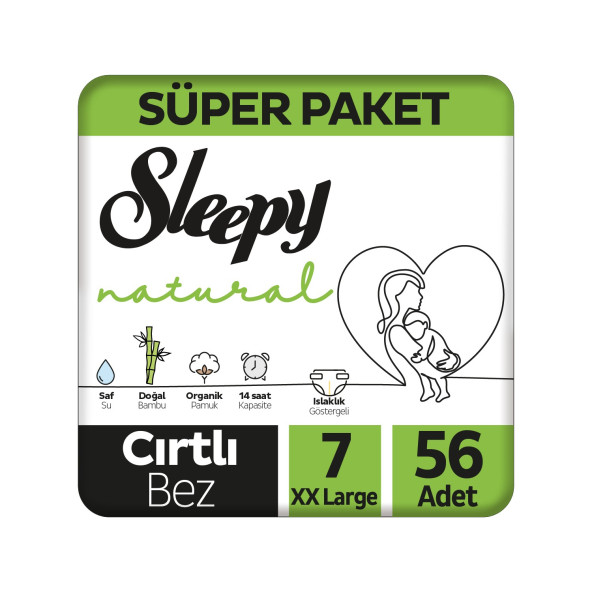 Sleepy Natural 7 Numara XX Large 56'lı Bebek Bezi ürün görseli