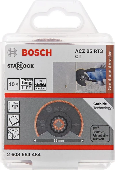 Bosch - Starlock - ACZ 85 RT3 - Carbide RIFF Zımpara Uçlu Segman Testere Bıçağı 30 Kum Kalınlığı 10'lu - 2