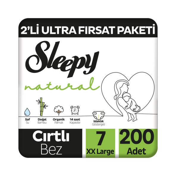 Sleepy Natural 7 Numara XXLarge 200'lü Bebek Bezi
