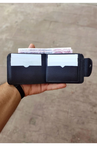 Papel Model Unisex Vegan Deri Bozuk Para Bölmeli Cüzdan SİYAH - 2