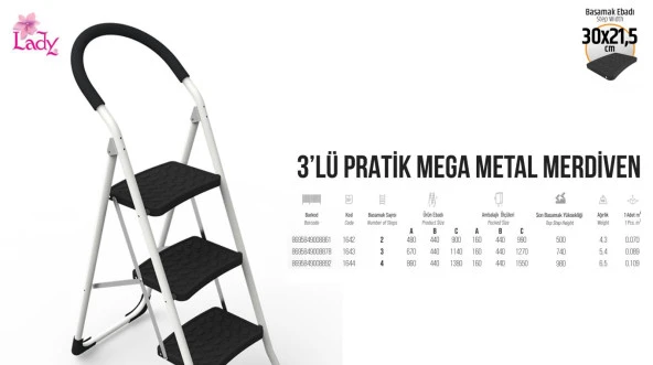 3 Lü Pratik Mega Metal Merdiven - 2