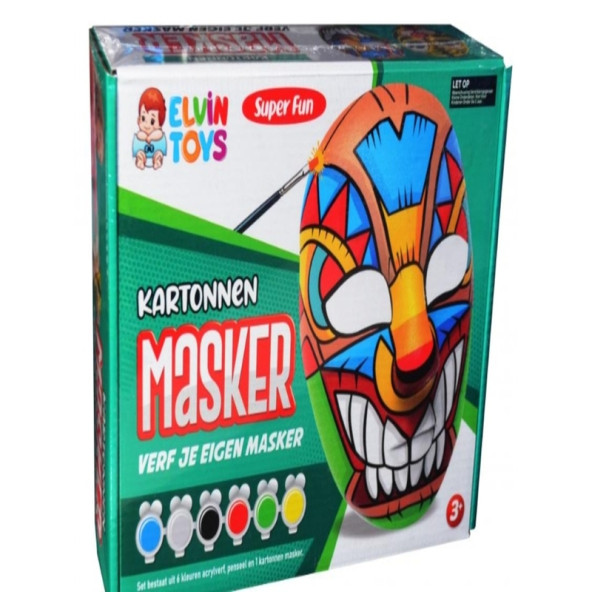 UconeX Maske Boyama Seti, Eğitici Maske Boyama, 6 Lı Boya Maske Ve Fırça, Eğlenceli Aktivite