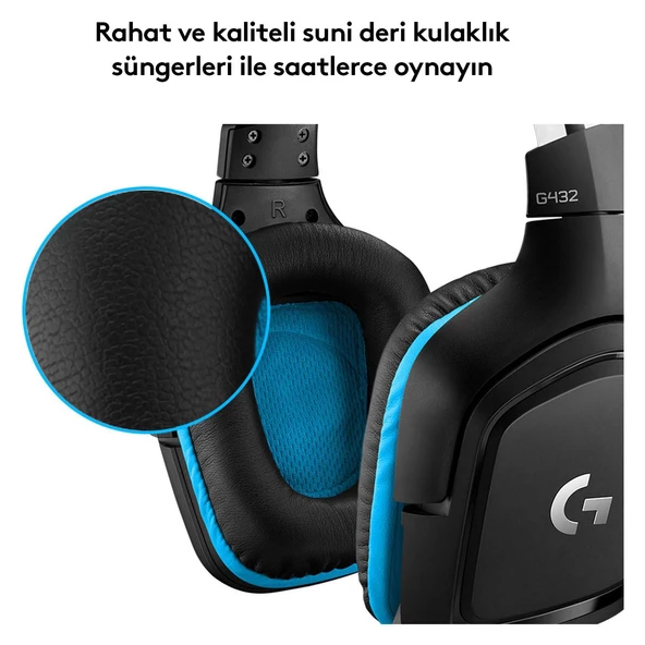Logitech G432 Kablolu Mikrofonlu Kulak Üstü Oyun Kulaklığı ürün görseli