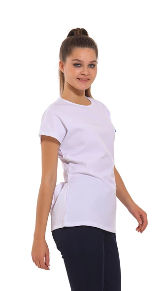 JONQUIL- Kadın Likralı Beyaz Medikal Üniforma Üst - Resim 2