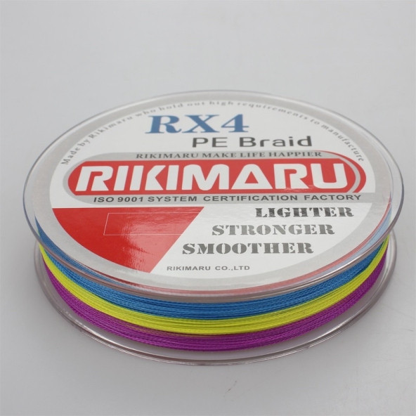 Rikimaru 0.23 mm Rx4-4 Katlı 150 Metre,16.8 kg Çeker ,multicolour Renk, ip,örgü,ipek Misina
