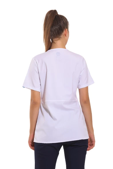 IRIS- Kadın Likralı Beyaz Medikal Üst - Resim 2