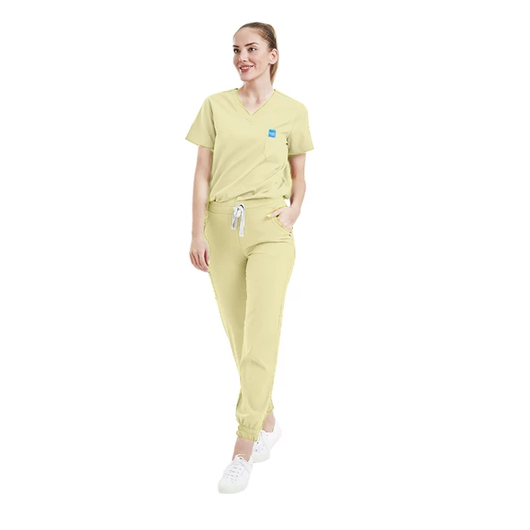 JOGGER- Kadın Likralı Limon Sarısı Üniforma Takımı