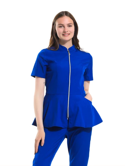 AZELIA - Kadın Likralı Royal Mavi Üniforma Üst ürün görseli 1