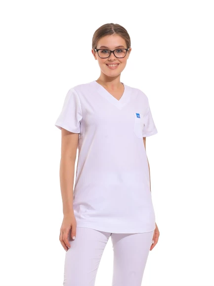 JOGGER- Kadın Likralı Beyaz Üniforma Üst ürün görseli