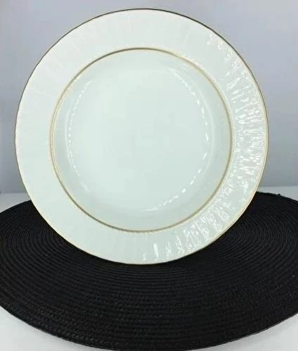 Güral Porselen Sedef Altın Yaldızlı 22 cm Çukur Yemek Tabak 12 Adet - 2