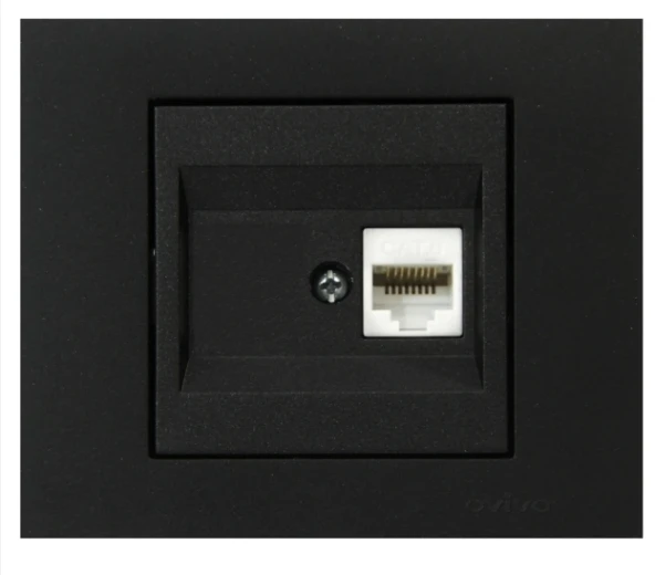 Ovivo Metalik Siyah Cat6 Data Prizi Çerçevesiz Grano JAKSIZ