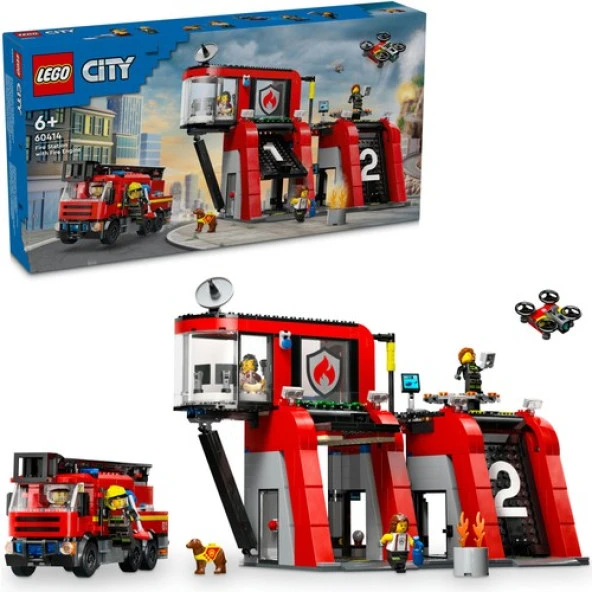 LEGO City 60414 İtfaiye Kamyonlu İtfaiye Merkezi (843 Parça)