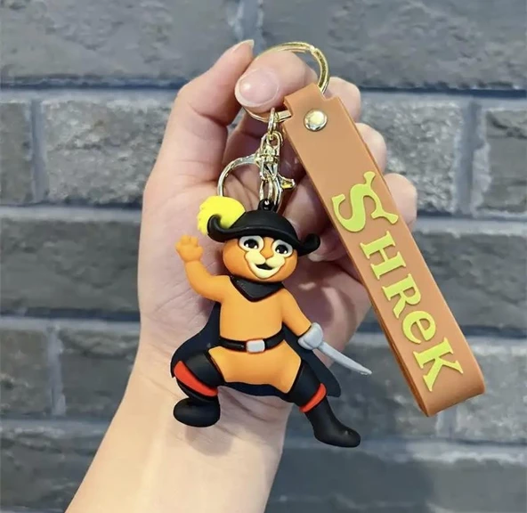 Şhrek Film Karakteri Çizmeli Kedi Silikon Anahtralık Çanta Süsü ürün görseli