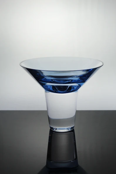 Paşabahçe Denizli Cam Fıska Royal Kristal Mavi Dekorlu Martini Ayaklı Bardak 1 Adet 22056