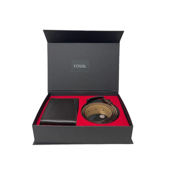 Fossil Kahve Napa Cüzdan 1826&3,5 CM Hakiki Deri Kemer Seti 105CM - 2