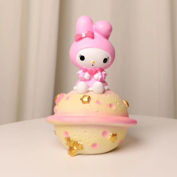 Kawaii Sanrio My Melody Satürn Yanıp Sönen Renk Değiştiren Gece Lambası Kumbara