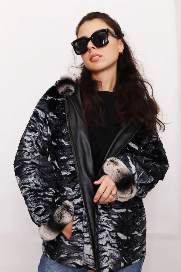 Kadın Çift Taraflı Hakiki Deri Ceket - 2