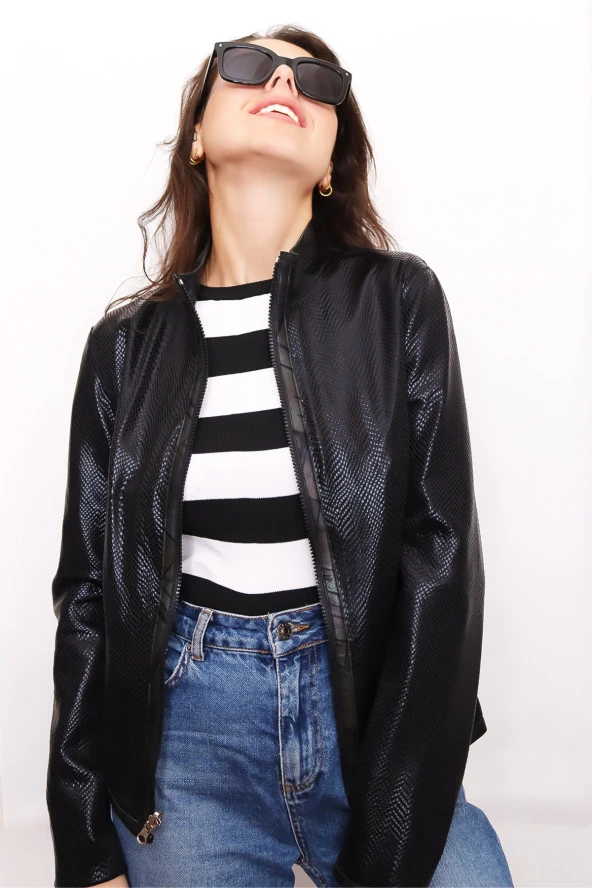 Kadın Çift Taraflı Hakiki Deri Ceket - 3