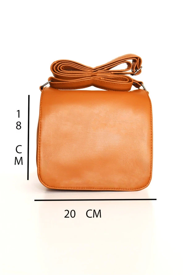 Kadın Kapaklı Fermuarlı Ayarlanabilir Askılı Deri Kahverengi El Kol Ve Omuz Çantası - 2