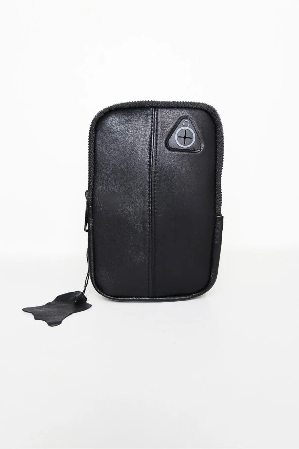 Siyah Deri Omuz Göğüs Çapraz Çanta Ve Siyah Siyah Bel Çantası Set - 5