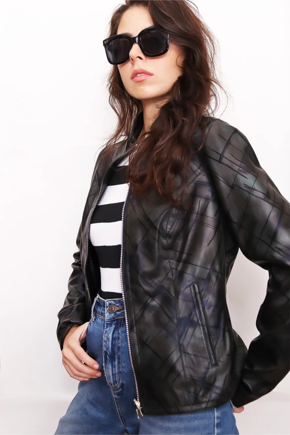 Kadın Çift Taraflı Hakiki Deri Ceket - 4