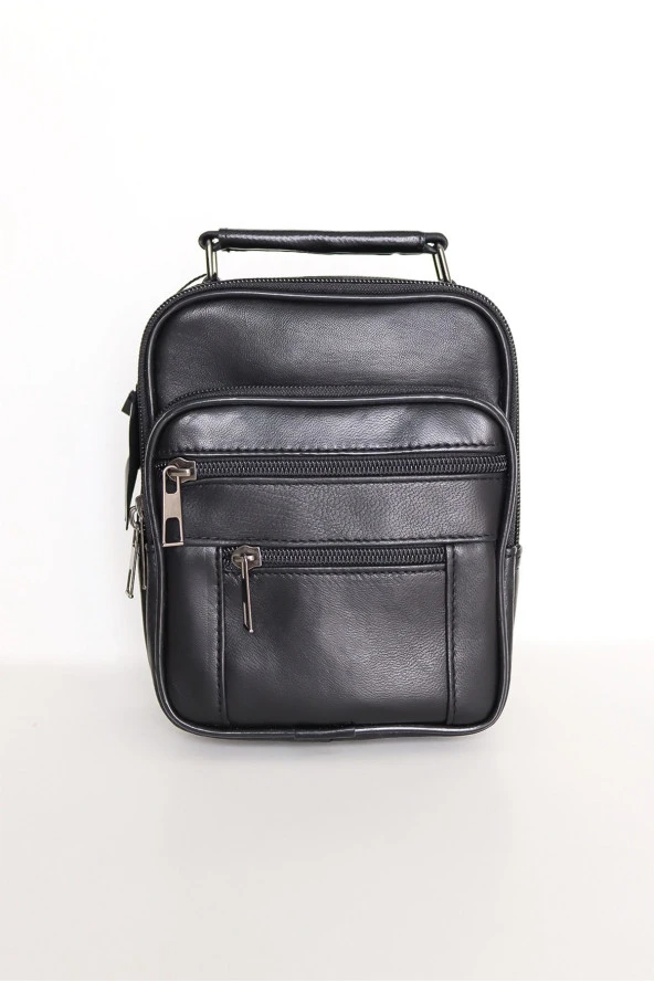 Erkek Ayarlanabilir Askılı Fermuarlı Kasalı Deri El Çantası Ve Omuz Çantası - 5