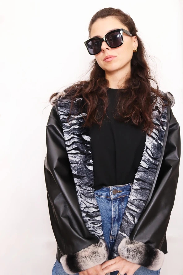 Kadın Çift Taraflı Hakiki Deri Ceket - 5