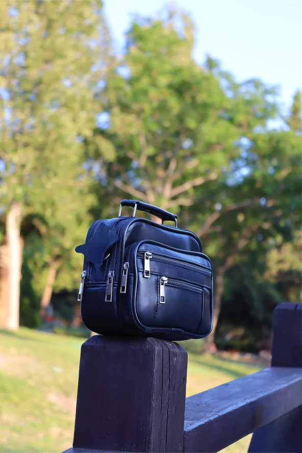 Erkek Ayarlanabilir Askılı Fermuarlı Kasalı Deri El Çantası Ve Omuz Çantası - 4