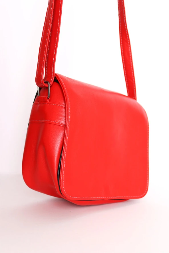 Kırmızı Deri Omuz Çantası Ve Bel Çantası Set - 2