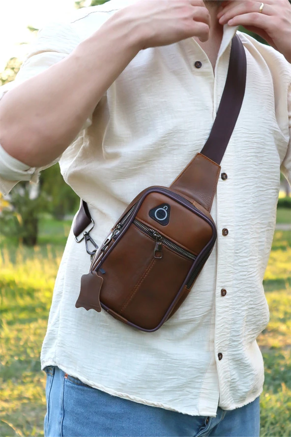 Kahverengi Deri Kasalı El Çantası Omuz Çantası Ve Çapraz Çanta Set - 2