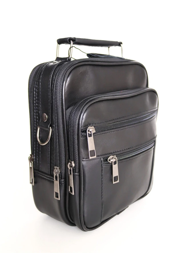 Erkek Ayarlanabilir Askılı Fermuarlı Kasalı Deri El Çantası Ve Omuz Çantası - 3