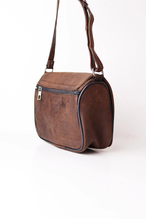 Kahverengi Deri Omuz Çantası Ve Bel Çantası Set - 5