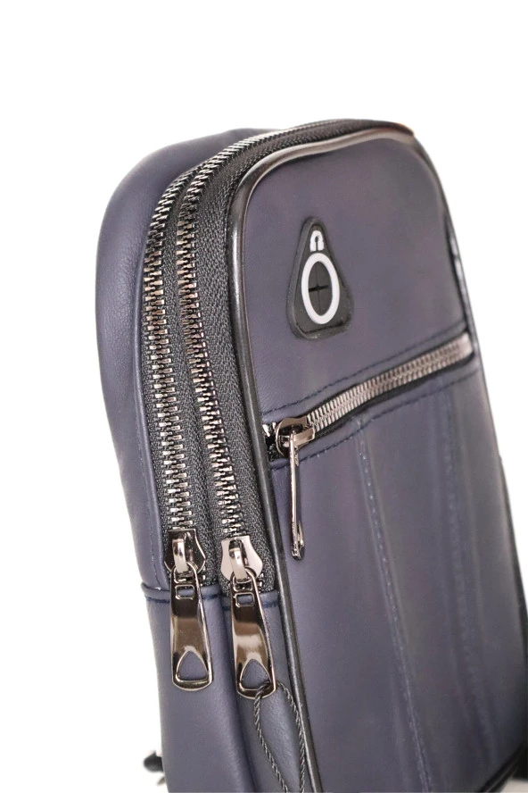 Siyah Deri Kasalı El Çantası Omuz Çantası Ve Lacivert Deri Çapraz Çanta Set - 5