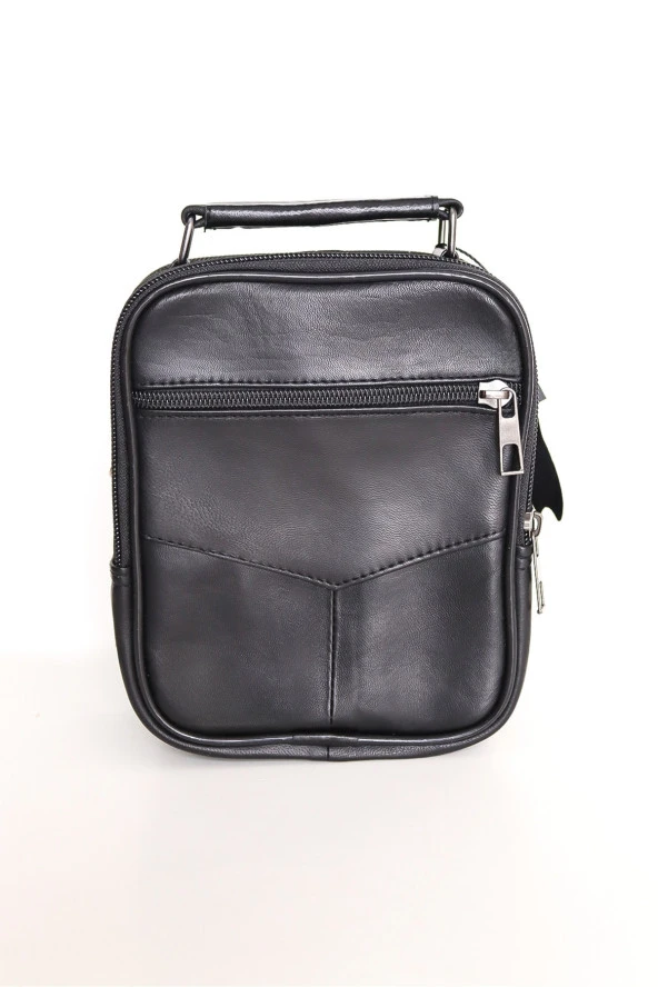 Erkek Ayarlanabilir Askılı Fermuarlı Kasalı Deri El Çantası Ve Omuz Çantası - 5