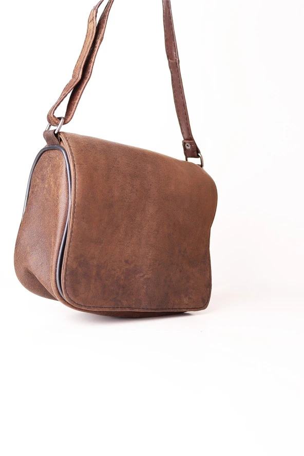 Kahverengi Deri Omuz Çantası Ve Bel Çantası Set - 4