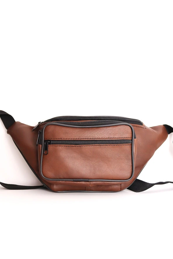 Kahverengi Deri Omuz Çantası Ve Bel Çantası Set - 3