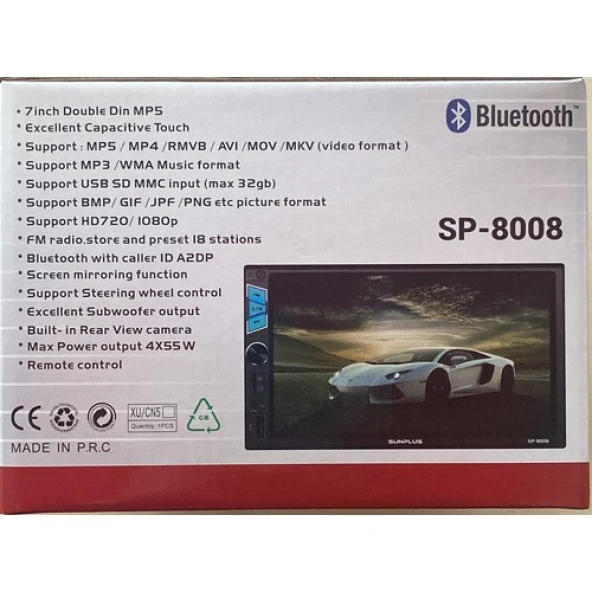 Sunplus 7'' Double Teyp Bluetooth 4X55W - 2