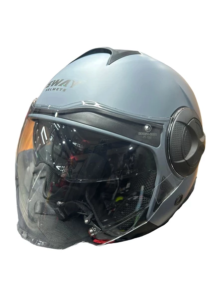 KASK SWAY SW-737 MAT GRİ ÇENESİZ GÜNEŞ GÖZLÜKLÜ ürün görseli