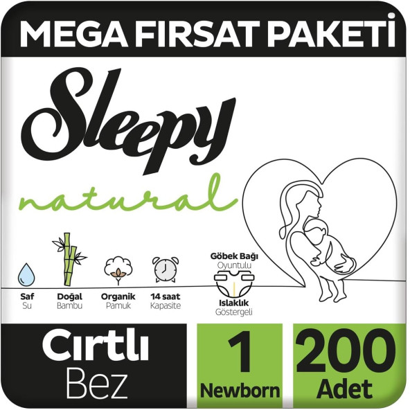 Sleepy Natural 1 Numara Yenidoğan 200'lü Bebek Bezi
